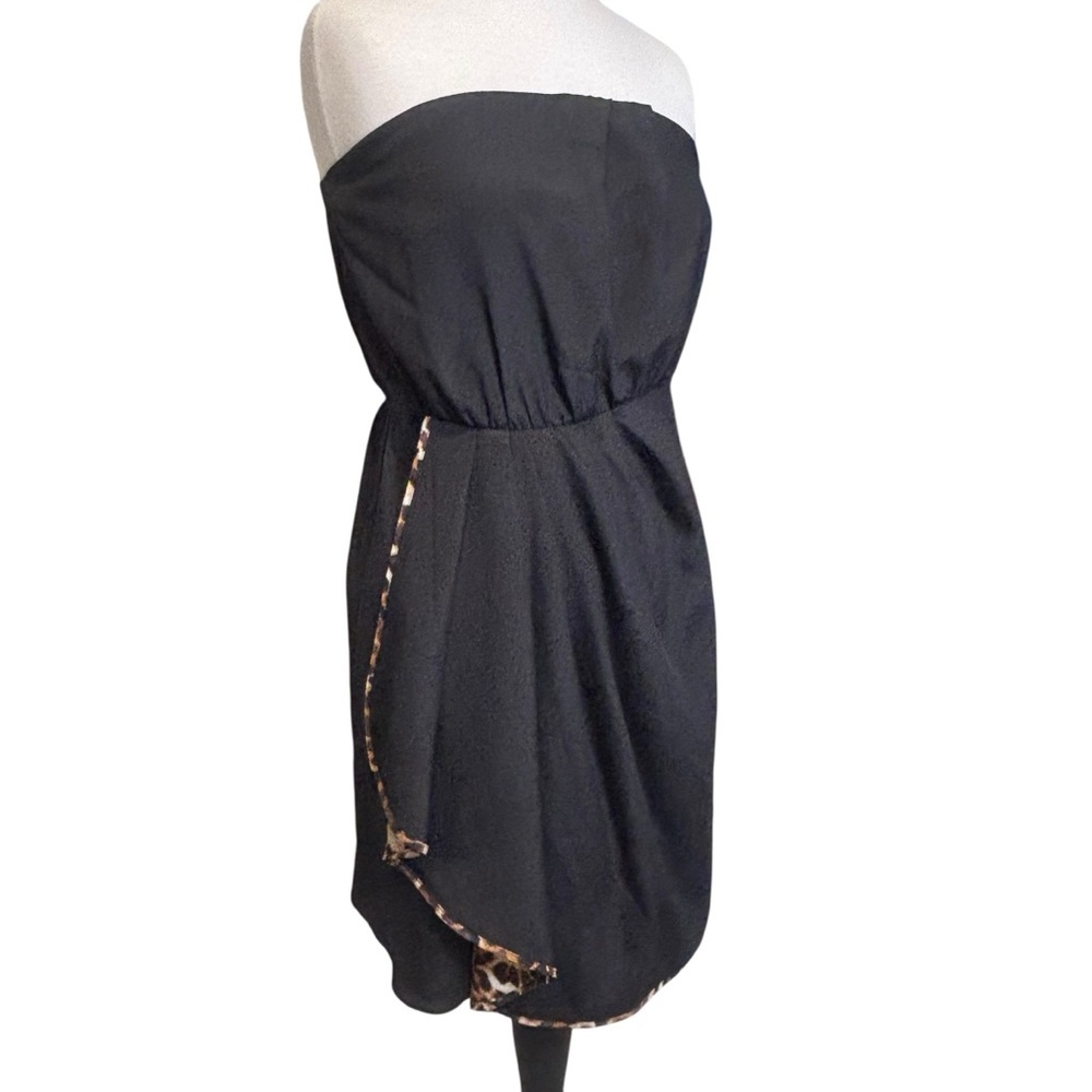 Express Strapless Black Animal Print Mini Dress Size 12